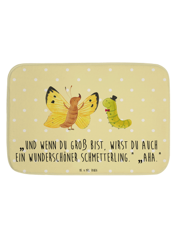 Mr. & Mrs. Panda Duschvorleger Raupe Schmetterling mit Spruch in Gelb Pastell