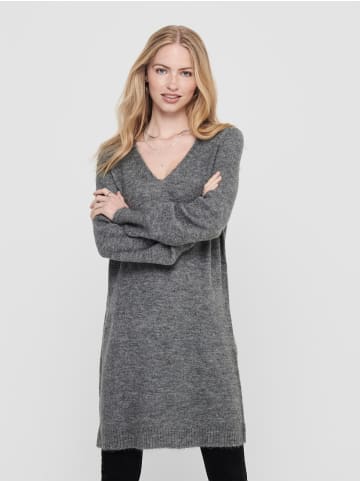 JACQUELINE de YONG Langarm Strickkleid Mini V-Ausschnitt Pullover JDYELANORA in Dunkelgrau