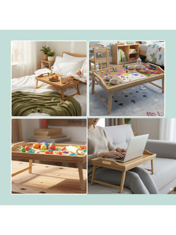 relaxdays Betttablett in Natur - (B)50 x (H)20 x (T)30 cm