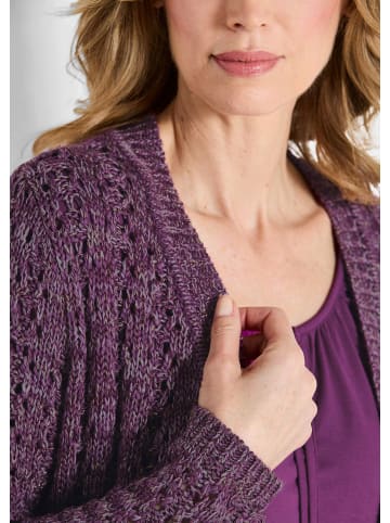 GOLDNER Edler verschlussloser Cardigan, Glanz in beere / gemustert
