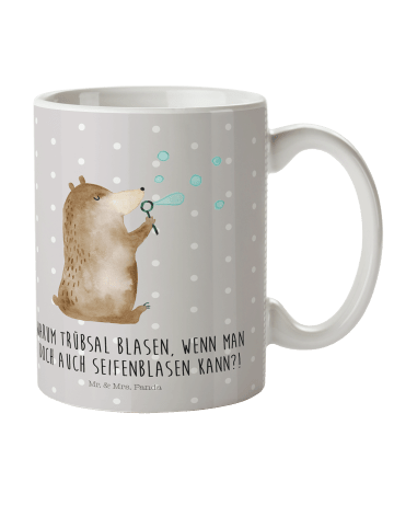 Mr. & Mrs. Panda Trinklernbecher Bär Seifenblasen mit Spruch in Grau Pastell