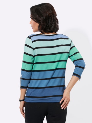 WITT WEIDEN 3/4-Arm-Shirt in blaugrün-schwarz-geringelt