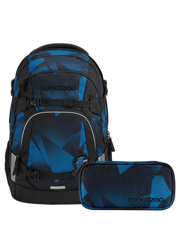 Coocazoo Schulrucksack-Set MATE Electric Ice in Blau/Schwarz 2-teilig
