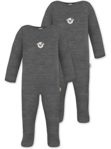 Normani Outdoor Sports Normani Outdoor Sports 2er Pack Baby Merino Strampler „Levin" in Anthrazit