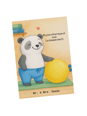 Mr. & Mrs. Panda Postkarte Physiotherapeut Leidenschaft Design m... in Weiß