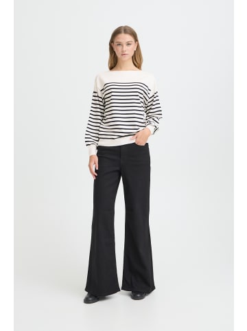 ICHI Strickpullover langarm IHLULS Loose fit in SOLID + WHITE TE STRIPE