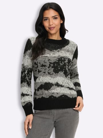 Sieh an! Jacquard-Pullover in schwarz-ecru-gemustert