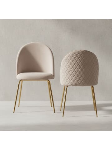 KADIMA DESIGN Design Esszimmerstuhl 2er Set Samt Gepolstert, Küchenstuhl in Beige