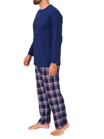 NORMANN Schlafanzug lang Pyjama FlanellHose Karo - 88230 in navy1