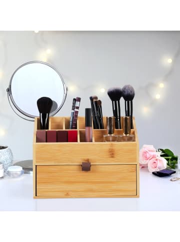 relaxdays Kosmetik Organizer in Natur - (B)25,5 x (H)19 x (T)12,5 cm