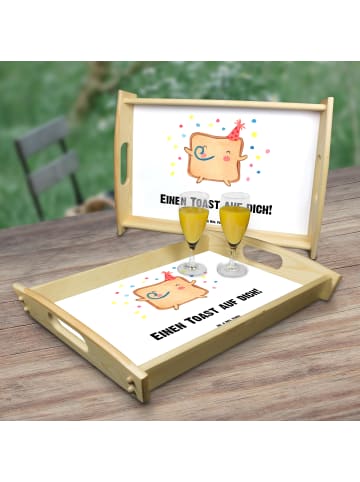 Mr. & Mrs. Panda Servier Tablett Toast Party mit Spruch in Weiß