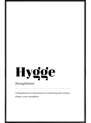 Juniqe Poster in Kunststoffrahmen "Hygge" in Schwarz & Weiß