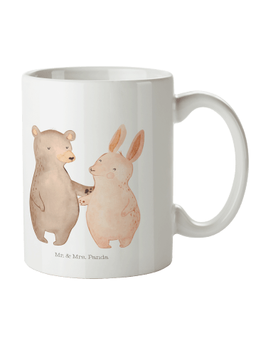 Mr. & Mrs. Panda Tasse Bär und Hase Umarmen ohne Spruch in Weiß