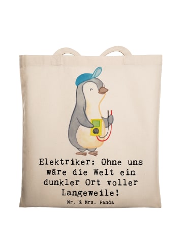 Mr. & Mrs. Panda Umhängebeutel Elektriker Helden mit Spruch in Creme