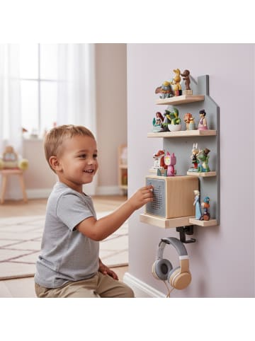 relaxdays Toniebox Regal "Haus" in Grau - (B)28 x (H)43 x (T)17 cm