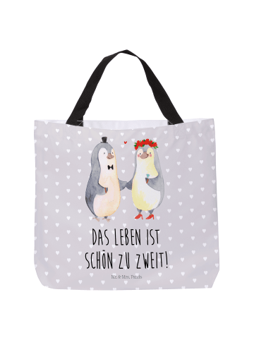 Mr. & Mrs. Panda Reisetasche Pinguin Heirat mit Spruch in Grau Pastell