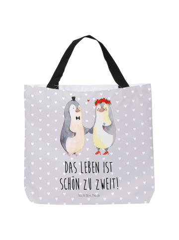 Mr. & Mrs. Panda Shopper Pinguin Heirat mit Spruch in Grau Pastell