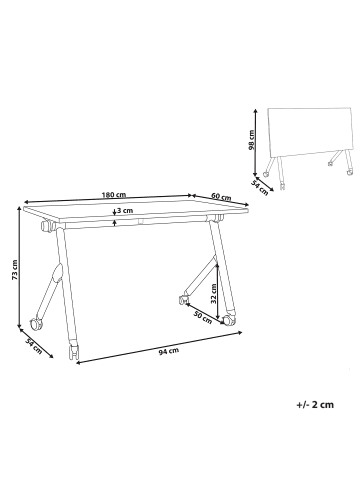 Beliani Zusammenklappbarer Schreibtisch BENDI in Braun/Weiß