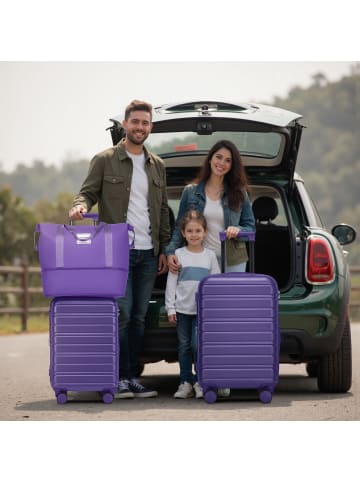ABRIHOME Kofferset in Lila 6-teilig mit Reisetasche Hartschale erweiterbar