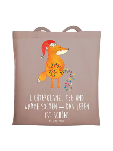 Mr. & Mrs. Panda Tragetasche Fuchs Weihnachten mit Spruch in Braun Pastell