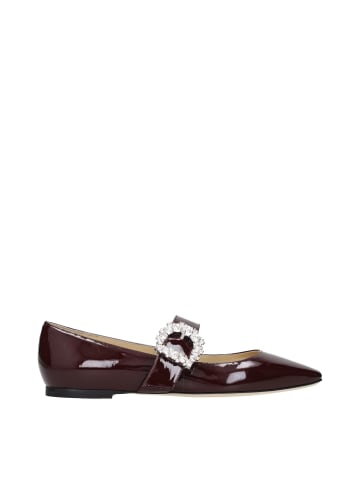 Rot Leder Ballerina Flache Schuhe