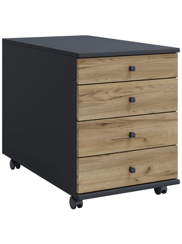 VCM  Rollcontainer Bürocontainer Schublade Lona 75 cm in Anthrazit / Honig-Eiche
