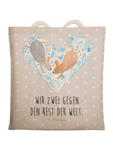 Mr. & Mrs. Panda Shoppingbag Mäuse Herz mit Spruch in Grau Pastell