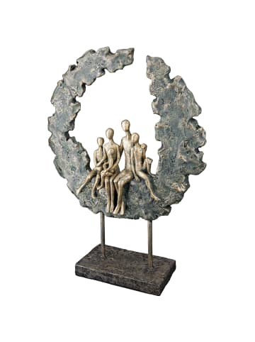 GILDE Skulptur Familie goldfarben, grün - (H) 32,5 cm