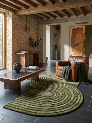 KADIMA DESIGN Teppich Wolle Handgetuftet LEVEN Geometrisch Wohnzimmer Modern in Olivgrün