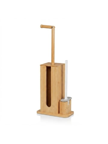 relaxdays WC Garnitur in Natur/ Weiß- (B)26 x (H)72,5 x (T)15 cm