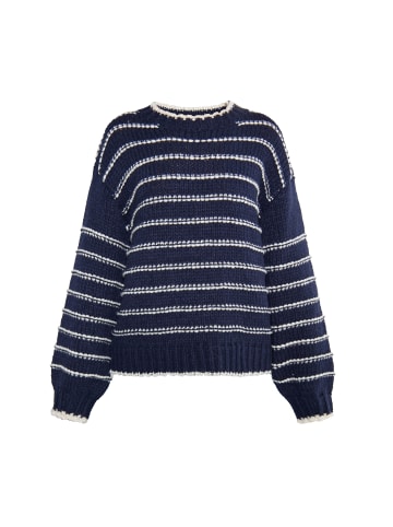 DreiMaster Damen Strickpullover in Marine Wollweiss