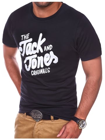 Jack & Jones T-Shirt - JJJORSPLASHSTEE mit Print O-Neck in Schwarz-Weiß
