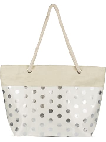 styleBREAKER Strandtasche in Beige-Silber