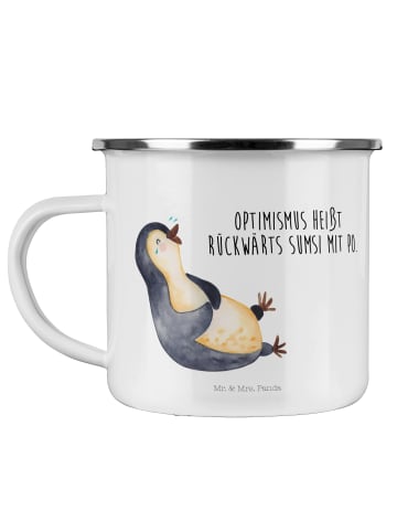 Mr. & Mrs. Panda Emaille Tasse Pinguin Lachen mit Spruch in Weiß