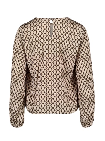 Zero Satin-Bluse mit Print. in Cream/Brown