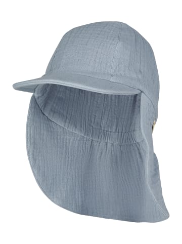 Sterntaler Schirmmütze mit Nackenschutz Musselin in blaugrau