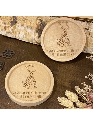 Mr. & Mrs. Panda Tischuntersetzer Giraffe Zufrieden mit Spruch in Transparent