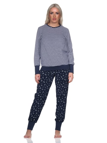 NORMANN Frottee Schlafanzug lang Bündchen - 81851 in marine