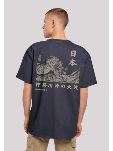 F4NT4STIC Heavy Oversize T-Shirt Kanagawa Welle in marineblau