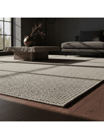 KADIMA DESIGN Teppich Kurzflor Flachgewebe Uni-Design Polypropylen Wohnzimmer in Creme