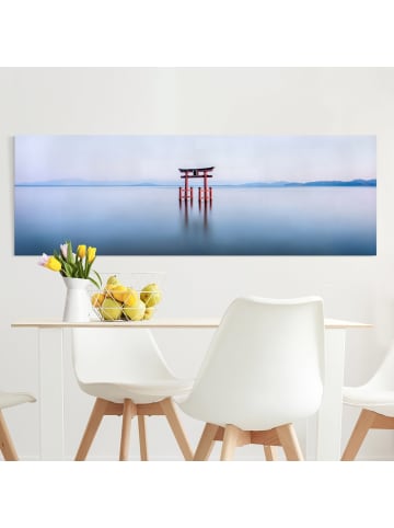 WALLART Leinwandbild - Torii im Wasser in Blau