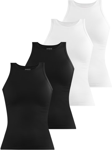 Janice 4 x Damen Top hochgeschlossen Nauta in Schwarz/Weiß