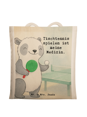 Mr. & Mrs. Panda Tragetasche Panda Tischtennis Design mit Spruch in Weiß