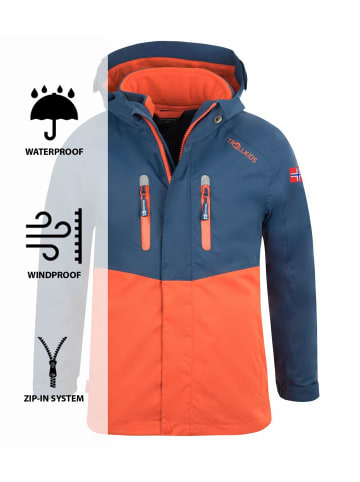 Trollkids 3in1 Jacke "Bryggen" in Mystik Blau / Orange