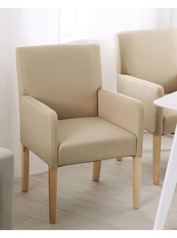 Beliani Esszimmerstuhl ROCKEFELLER in Beige/Braun - (W) 60 x (H) 88 x (L) 62 cm