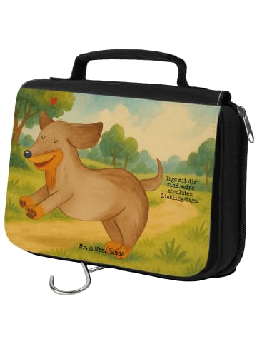 Mr. & Mrs. Panda Kulturtasche Hund Dackel Design mit Spruch in Weiß