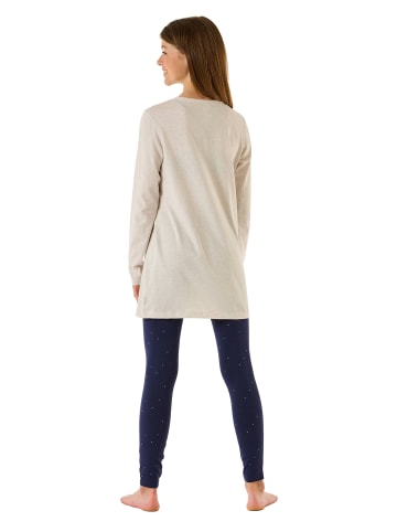 Schiesser Pyjama in Beige/Dunkelblau