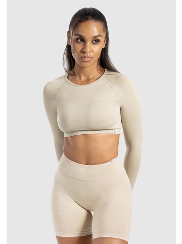 SMILODOX Crop Longsleeve Bethy Seamless in Taupe