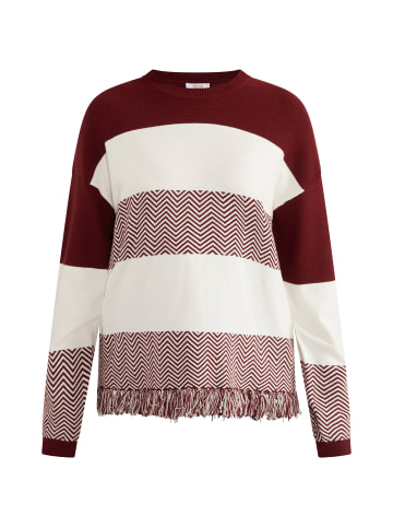 usha FESTIVAL Damen Oversize Strick Pullover in Bordeaux Weiss