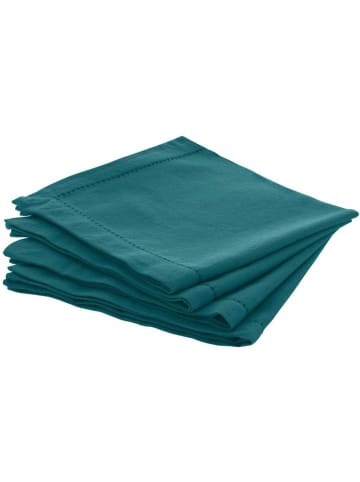 Atmosphera Créateur d'intérieur CHAMBRAY Tischservietten in Meerblau, (B) 40 x (L) 40 cm